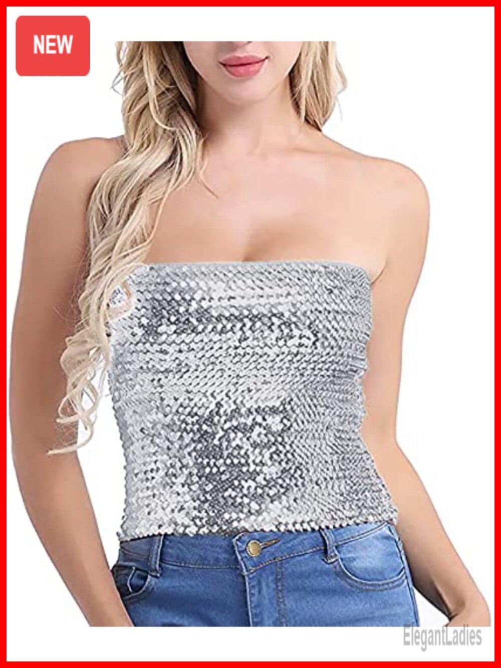 Sparkling Sequins Stretch Party Clubwear Tube Top